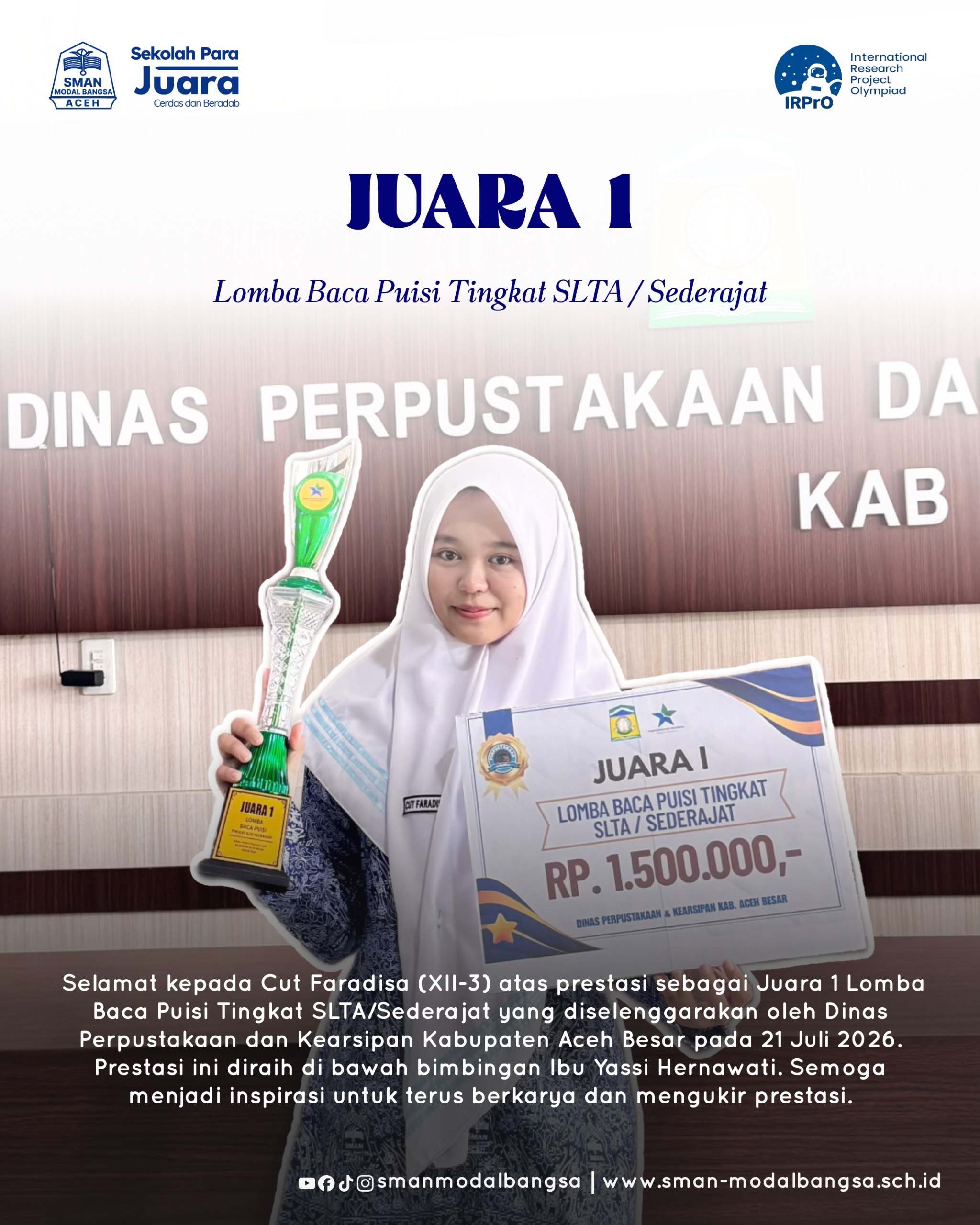 Cut Faradisa Juara 1 Baca Puisi